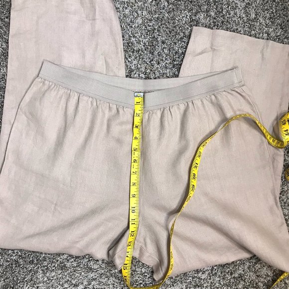 Soft Surroundings Tan Beige 100% Linen Wide Leg Cropped Petite Pants - Picture 7 of 7
